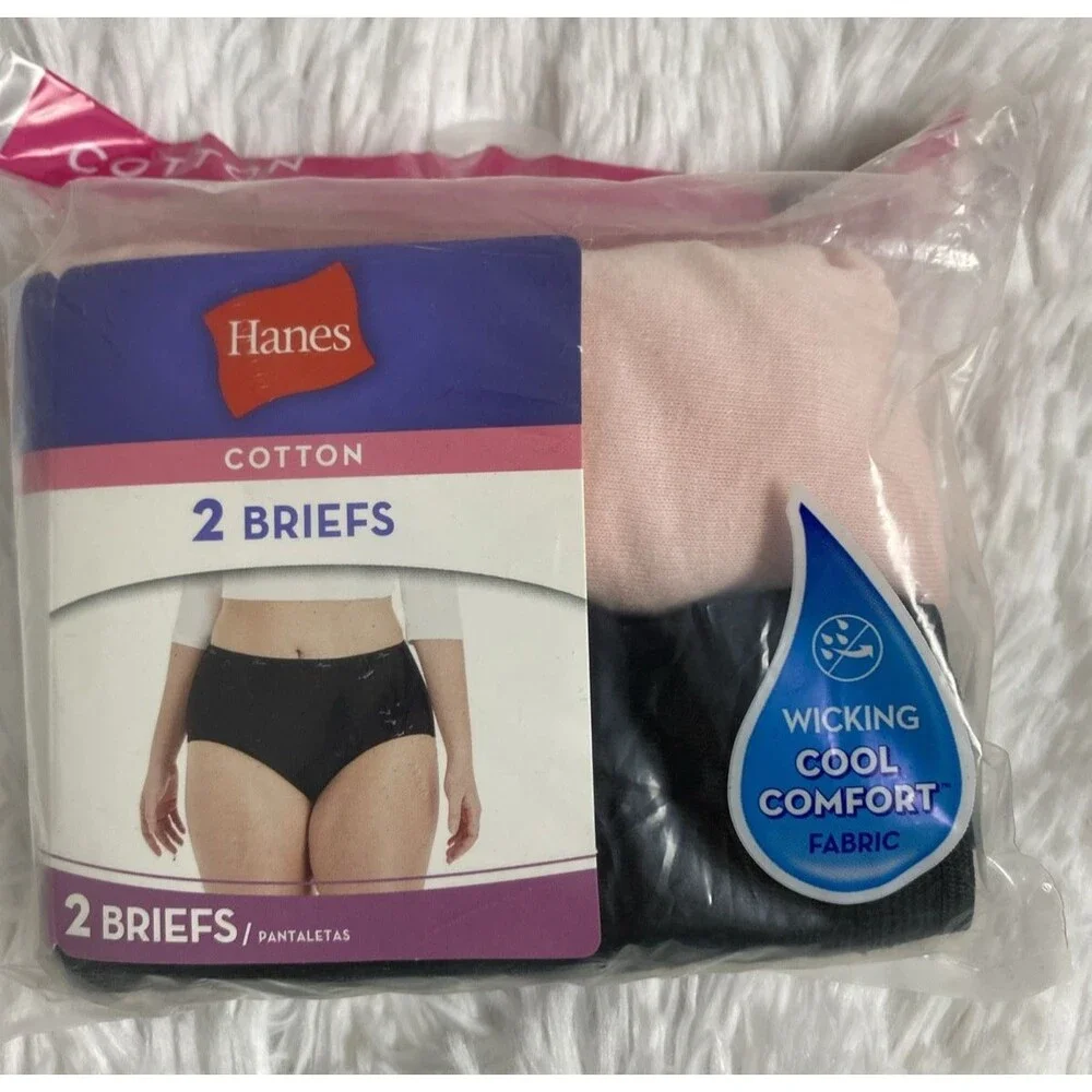 8 Hanes Briefs Panties Size XL 4 Packs Pink Black Cool Comfort 100% Cotton